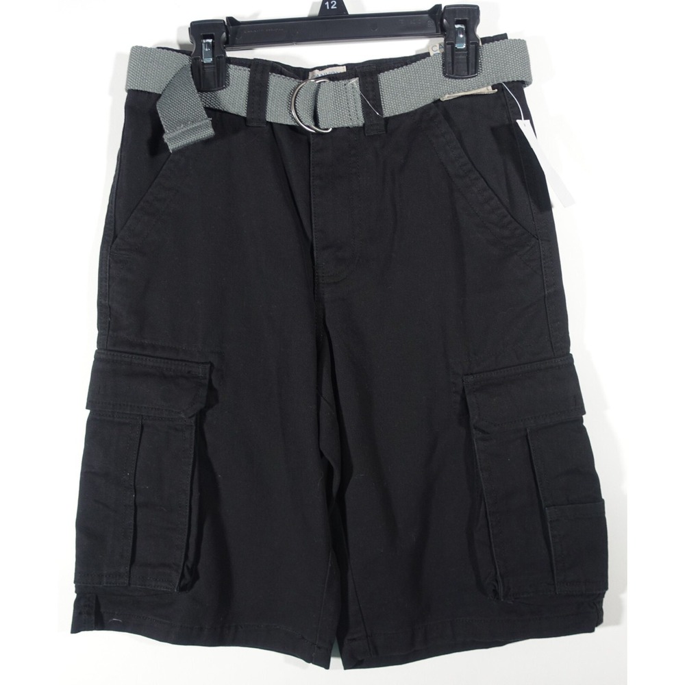 Canyon River Blues Cargo Shorts Boys 12 Adjustable Waistband Belted Cotton Black